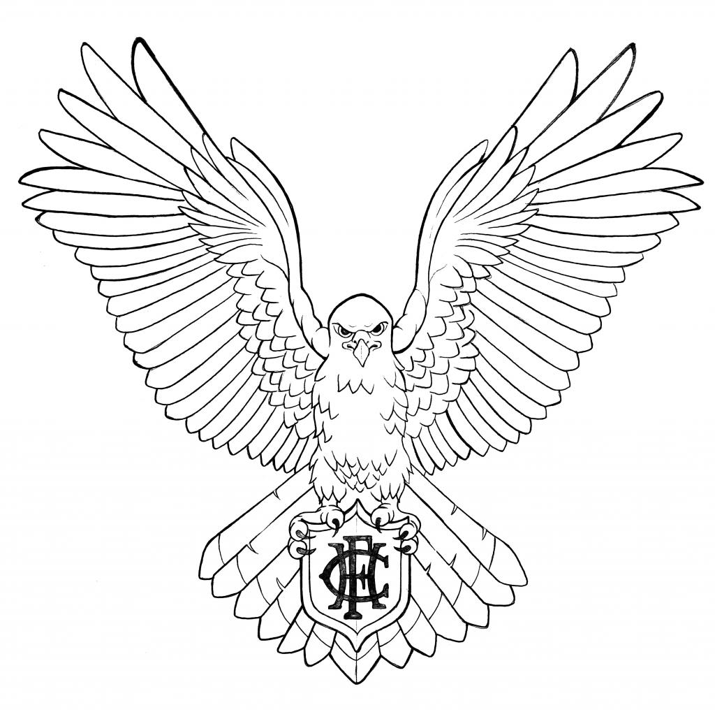 1024x1019 Black Outline Hawk Tattoo Stencil