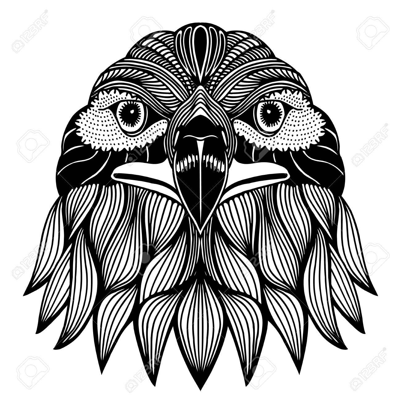 1300x1300 Hand Drawn Head Of Eagle. Doodle Vector Illustration Isolated