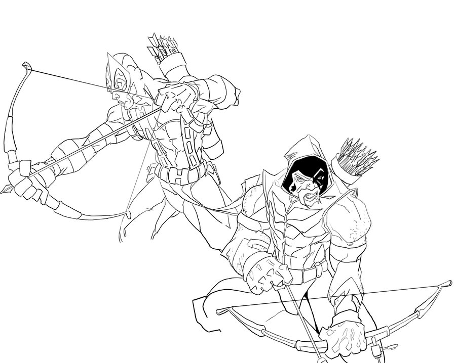 900x718 Hawkeye And Green Arrow Inks By Merides