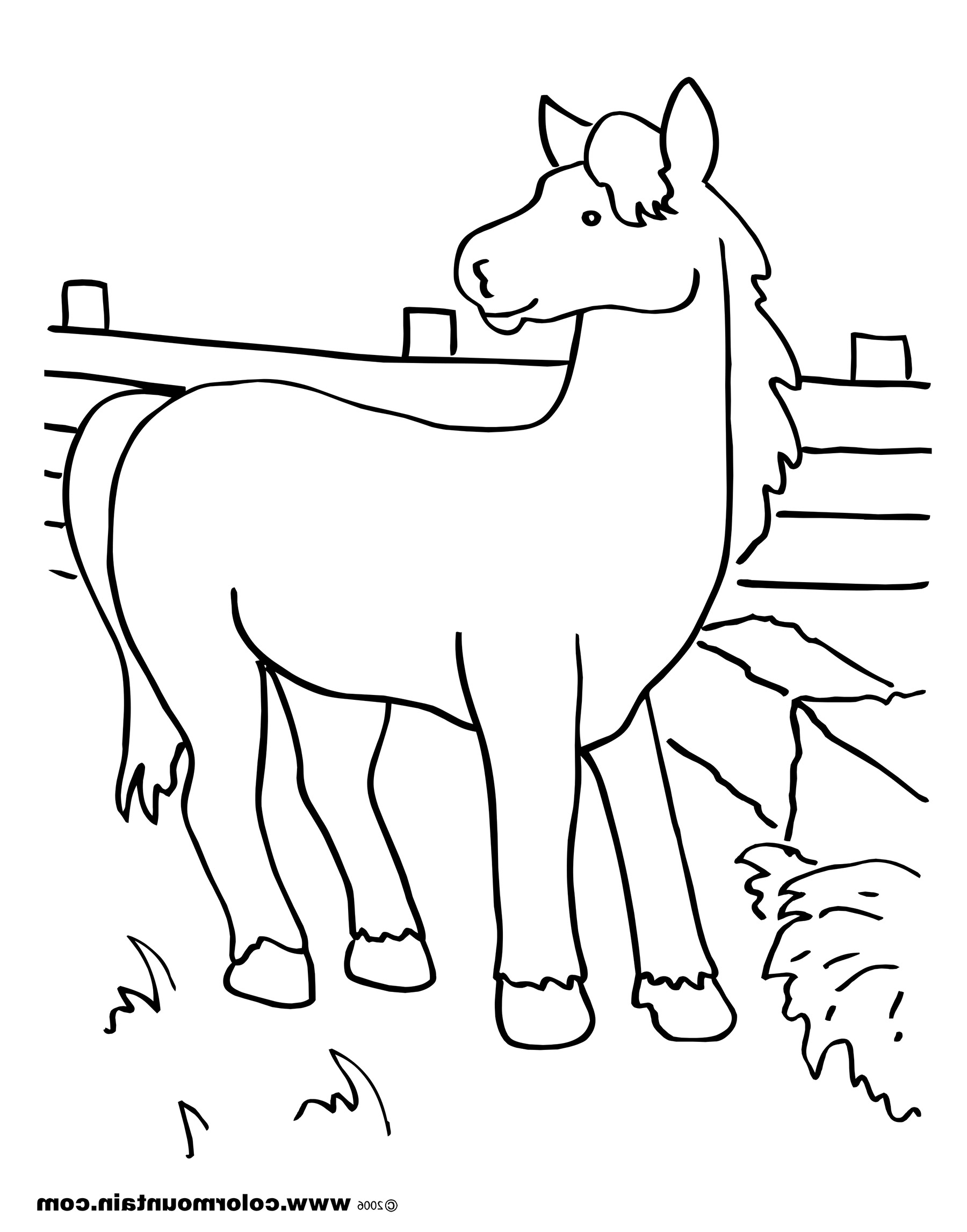 1800x2294 Horse Eating Hay Coloring Page