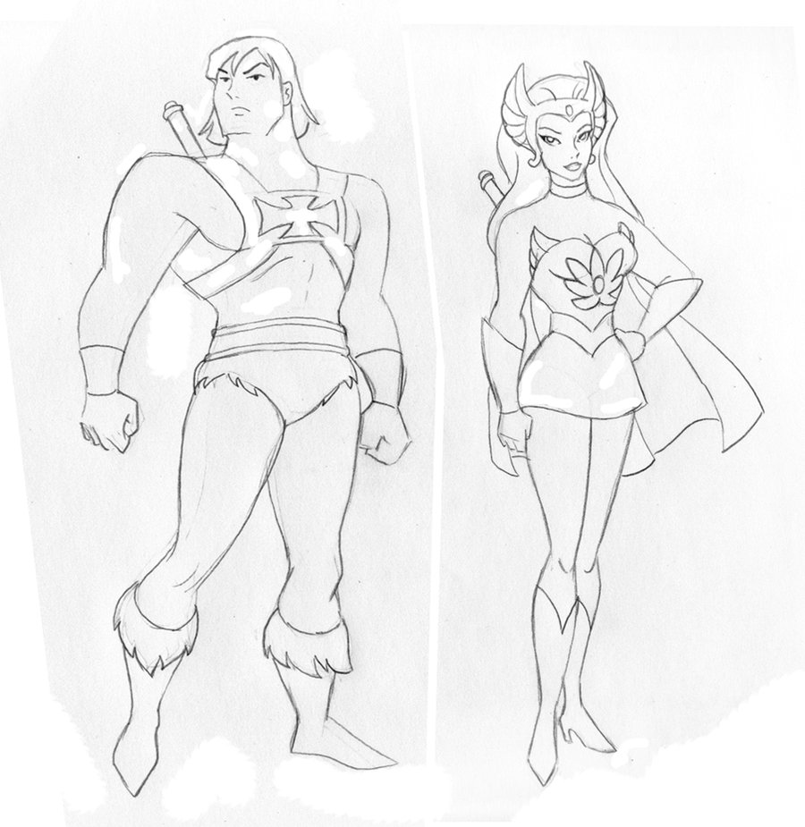 900x925 He Man And She Ra In Batman Animated Style By Tessandrafae