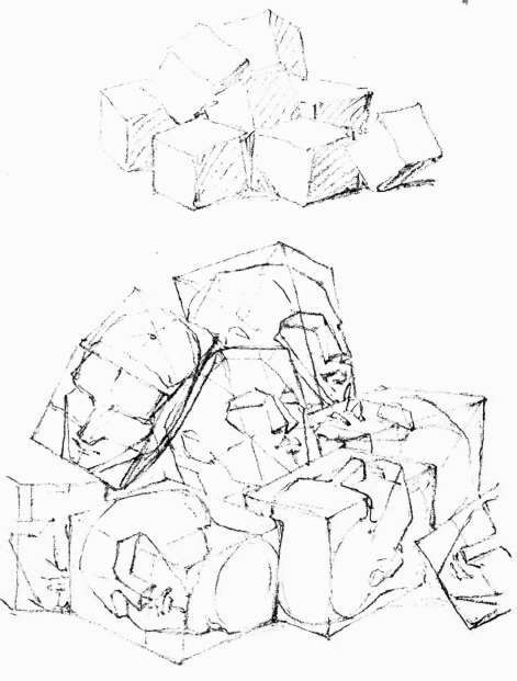 471x621 The Head, The Head. Construction Lines In Perspective, Masses