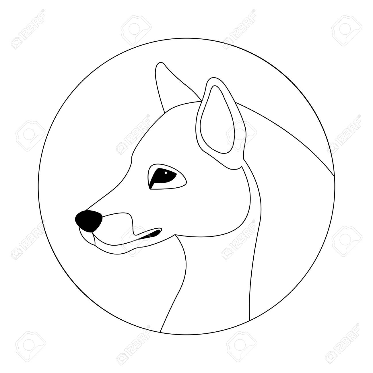 1300x1300 Wolf Head Vector Illustration Line Drawing Royalty Free Cliparts