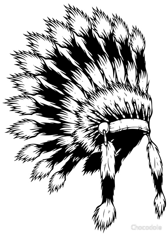 569x800 American Native Headdress Illustration Greeting Cards By