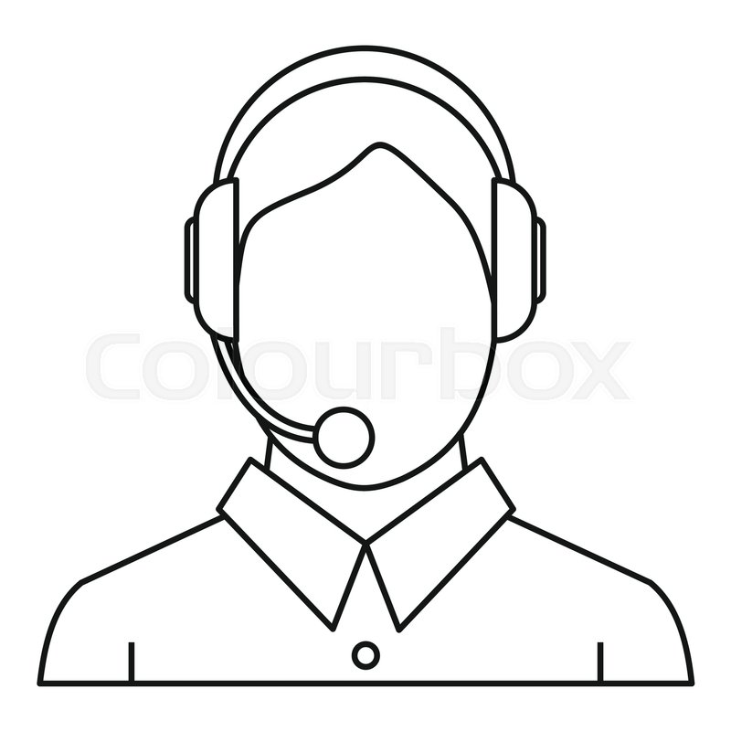 800x800 Man Headset Icon. Outline Illustration Of Man