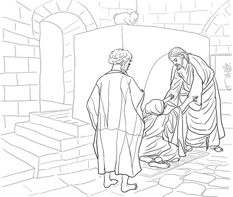 480x406 Jesus Healing Peter's Mother In Law Coloring Page Free Printable