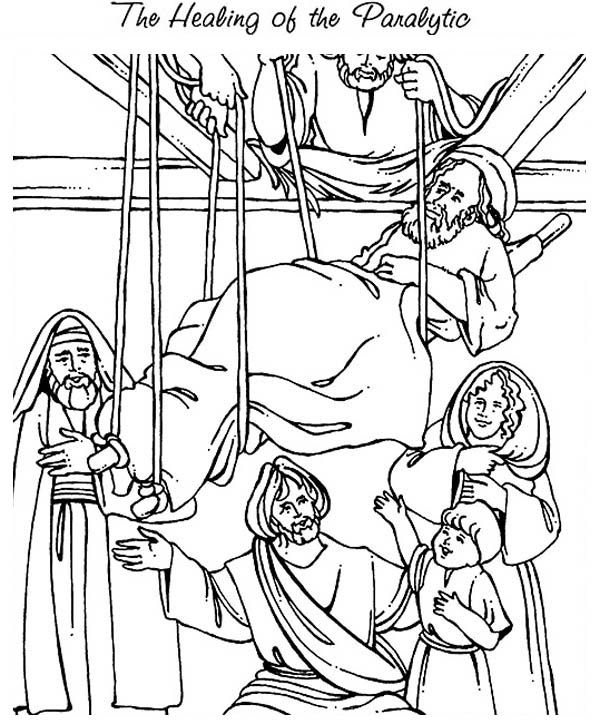 600x724 The Healing Of The Paralityc Is Miracles Of Jesus Coloring Page