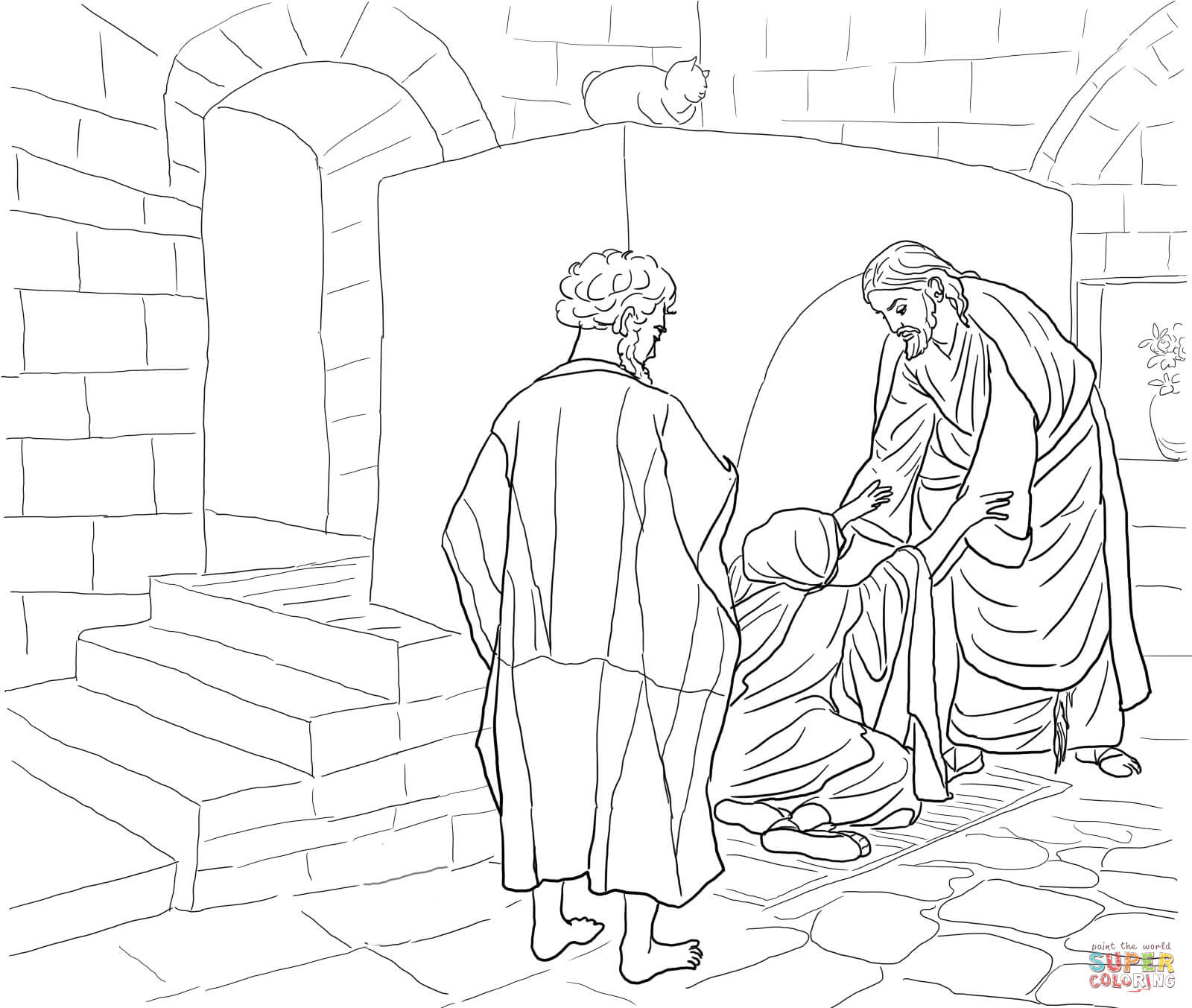 1600x1353 Jesus Healing Peter's Mother In Law Coloring Page Free Printable