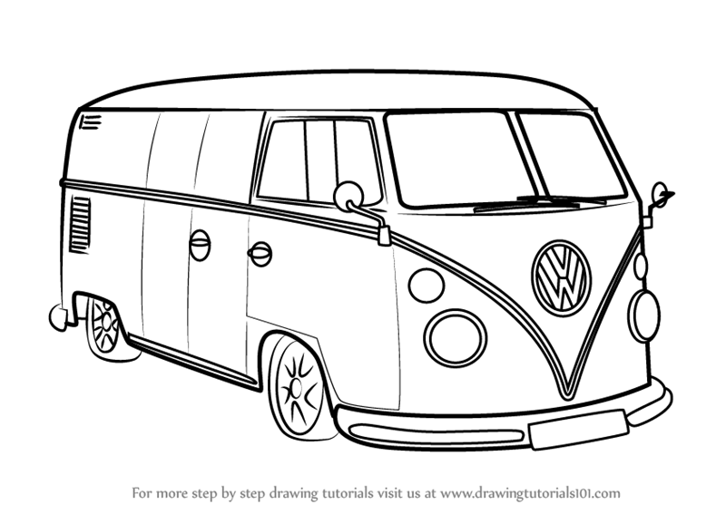 800x567 Learn How To Draw Volkswagen Van (Other) Step By Step Drawing