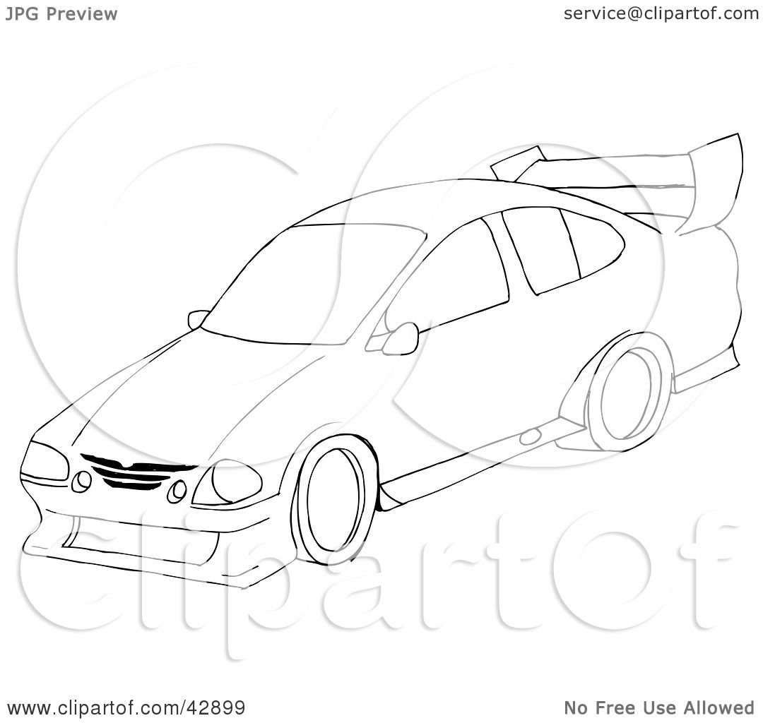 1080x1024 Clipart Illustration Of A Black And White Sports Car Sketch By