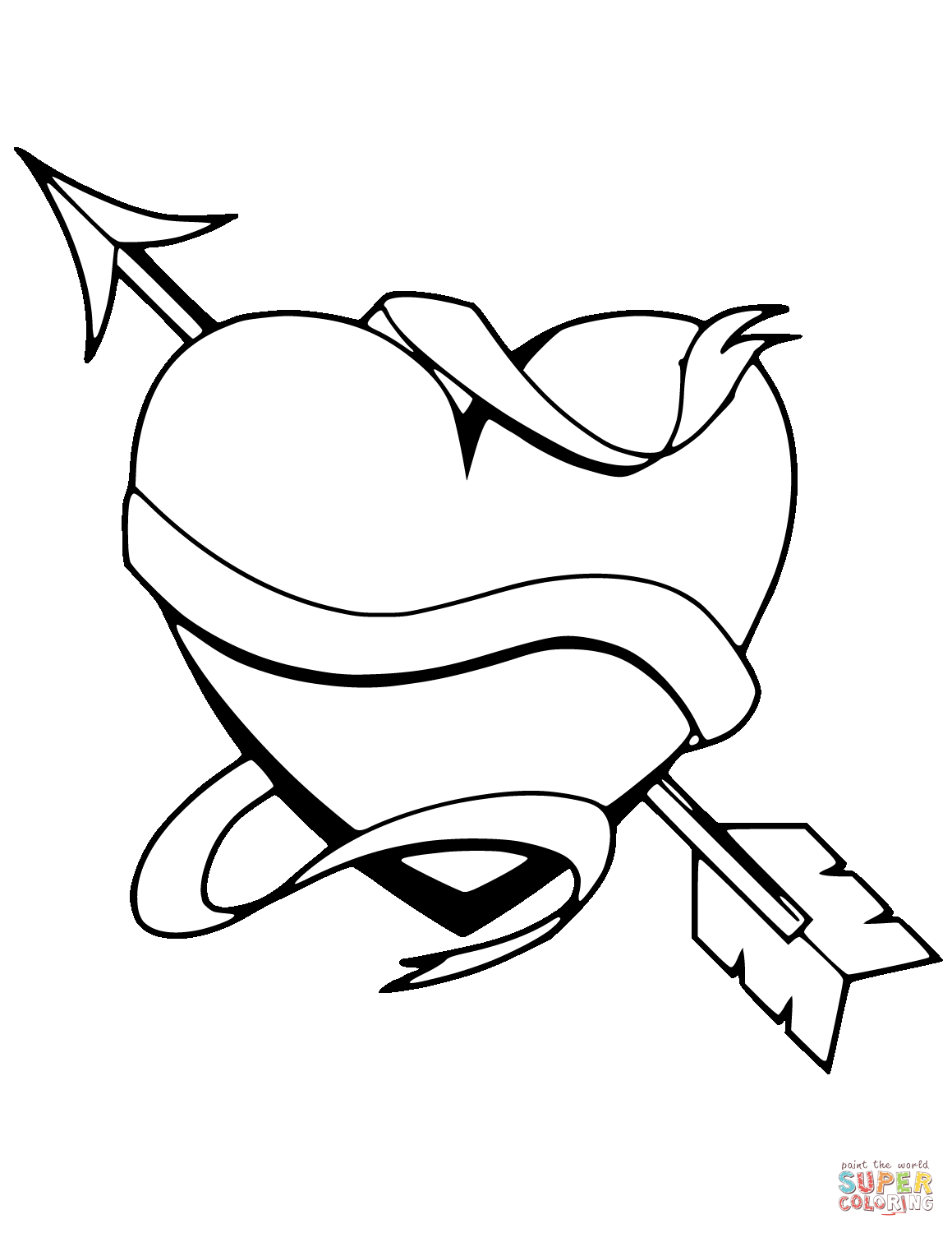 1159x1500 Heart With An Arrow Coloring Page Free Printable Coloring Pages