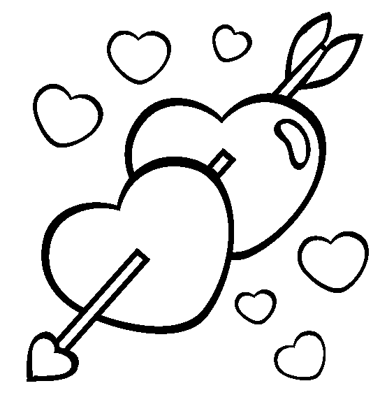 554x565 Heart With Arrow Coloring Page For Preschoolers