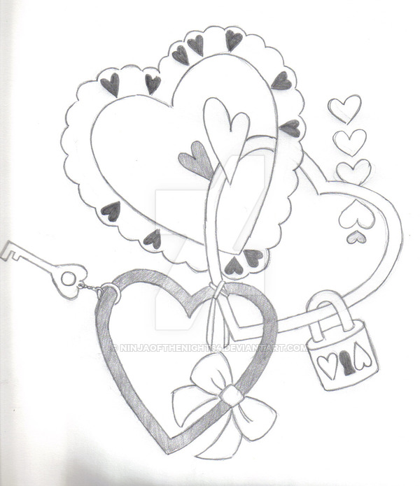 600x695 Heart Lock And Key By Ninjaofthenight64