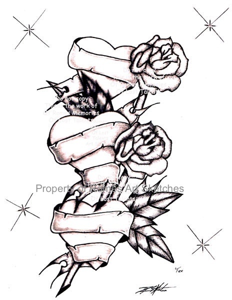 464x600 Roses Drawings With Hearts Rose With Hearts Drawing Ideas
