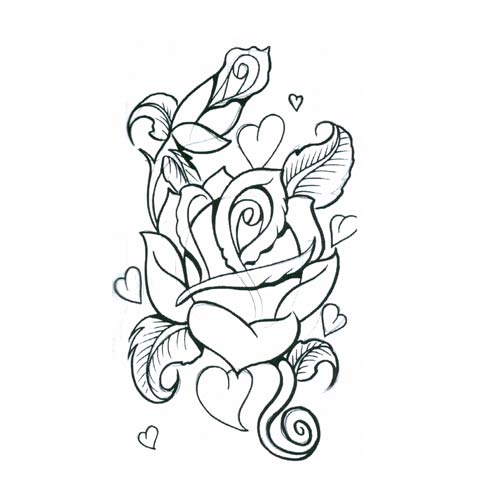 500x500 Rose Heart Tattoo Designs