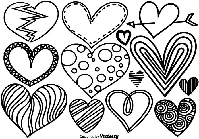 700x490 Vector Set Of Doodle Hearts