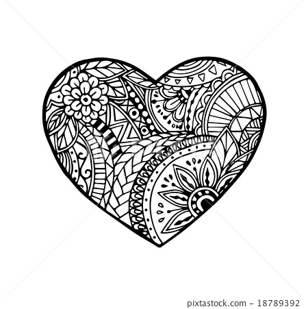 450x451 Vector Of Heart In Zentangle Style