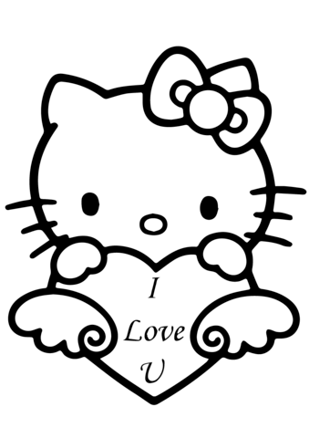 339x480 Hello Kitty With I Love You Heart Coloring Page Free Printable