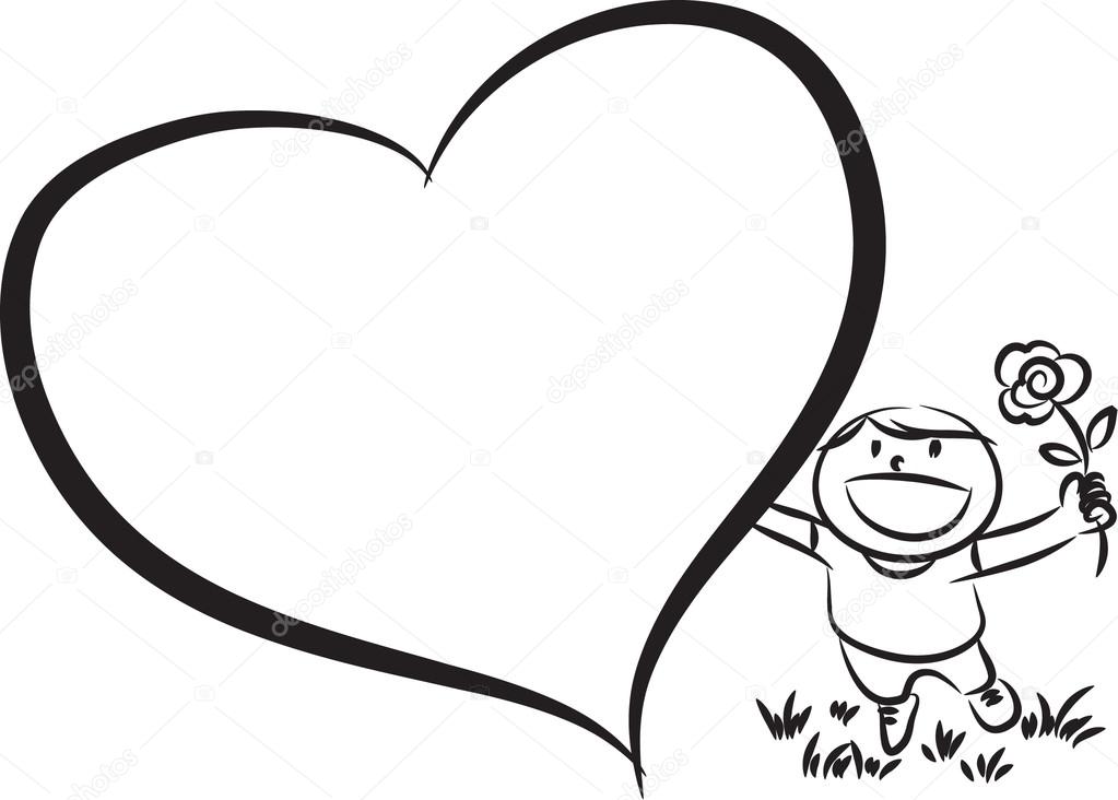 1023x732 Boy With Big Blank Heart Shape Stock Photo Wenpei