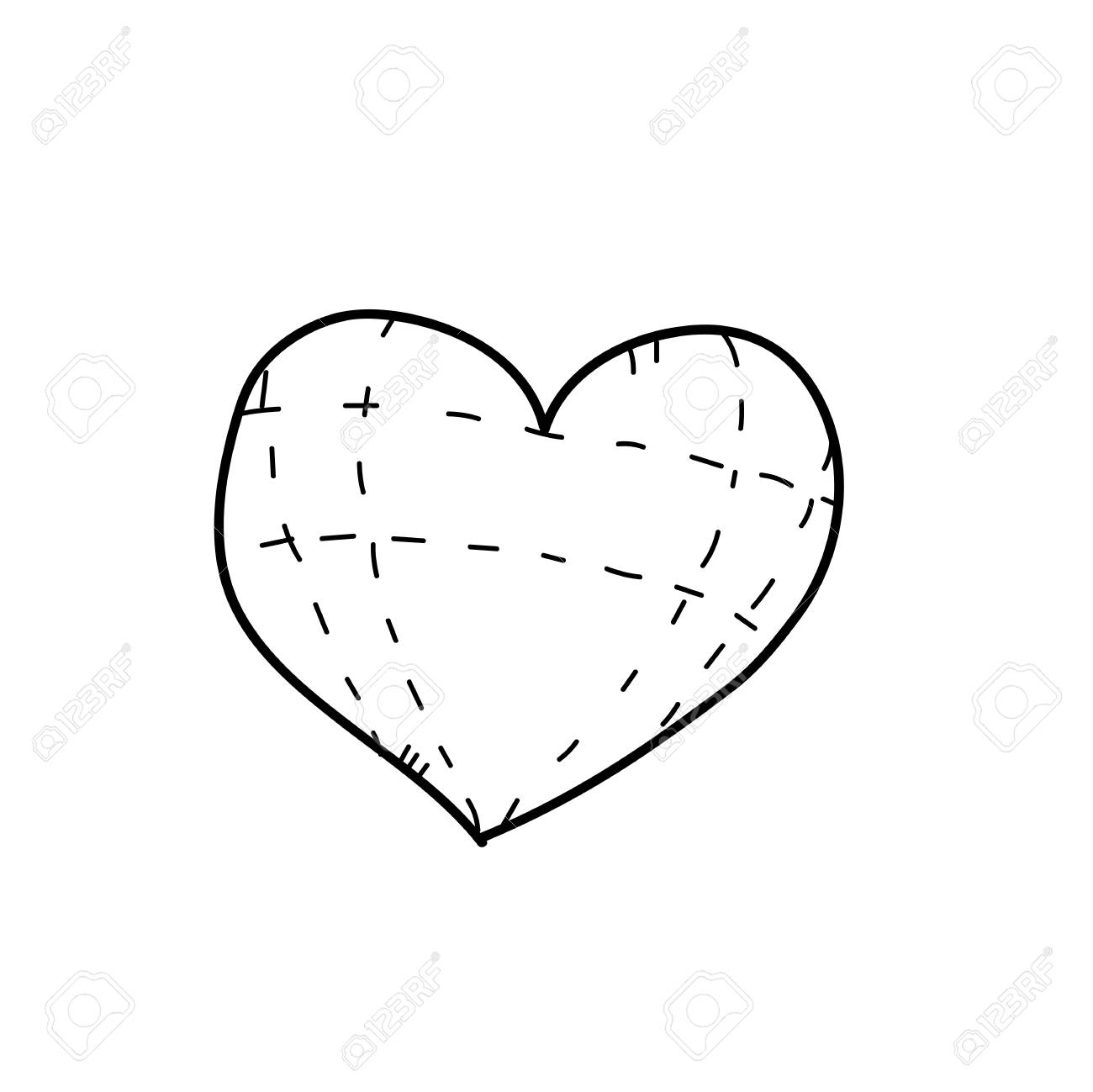 1300x1299 Freehand Drawing Illustration Of Heart Stock Photo, Picture