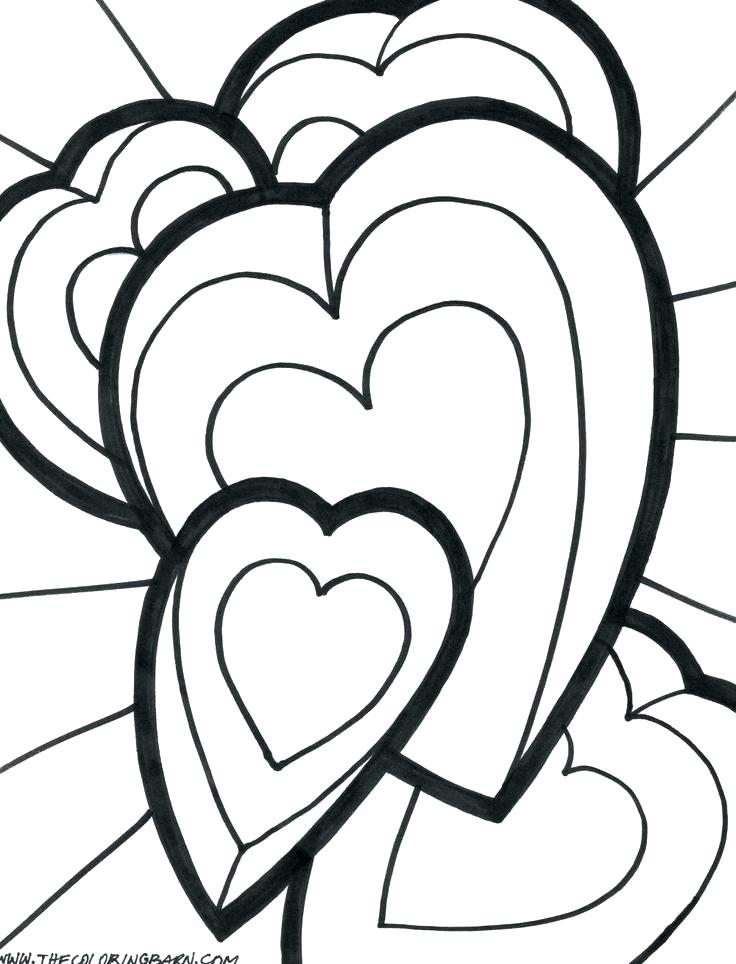 736x964 Cool Coloring Pages Heart Kids Hearts And Roses Page Bow Flying