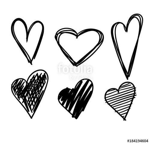 500x483 Hand Drawn Hearts Set Isolated. Design Elements For Valentine'S