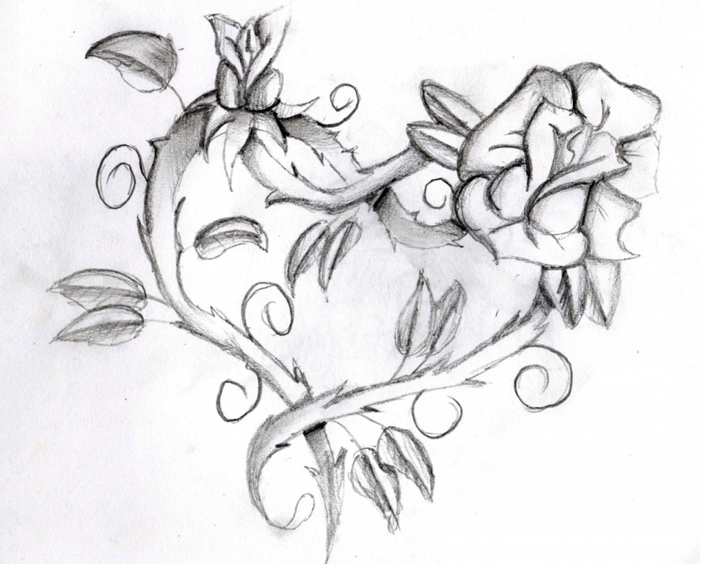 1024x819 Flower Heart Drawing