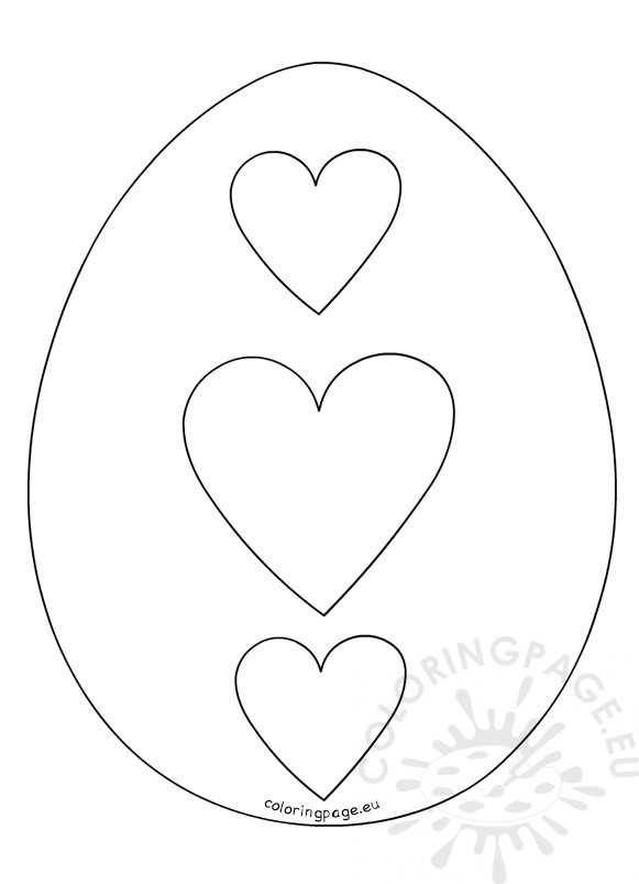 581x803 Hearts Easter Egg Outline Coloring Page