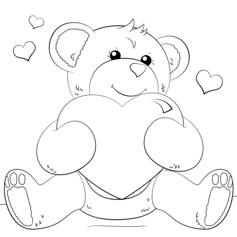 480x480 Cute Bear With Heart Coloring Page Free Printable Coloring Pages