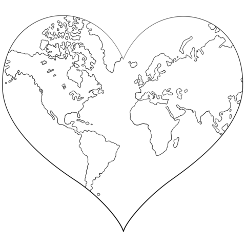 480x480 Heart Shaped Earth Coloring Page Free Printable Coloring Pages