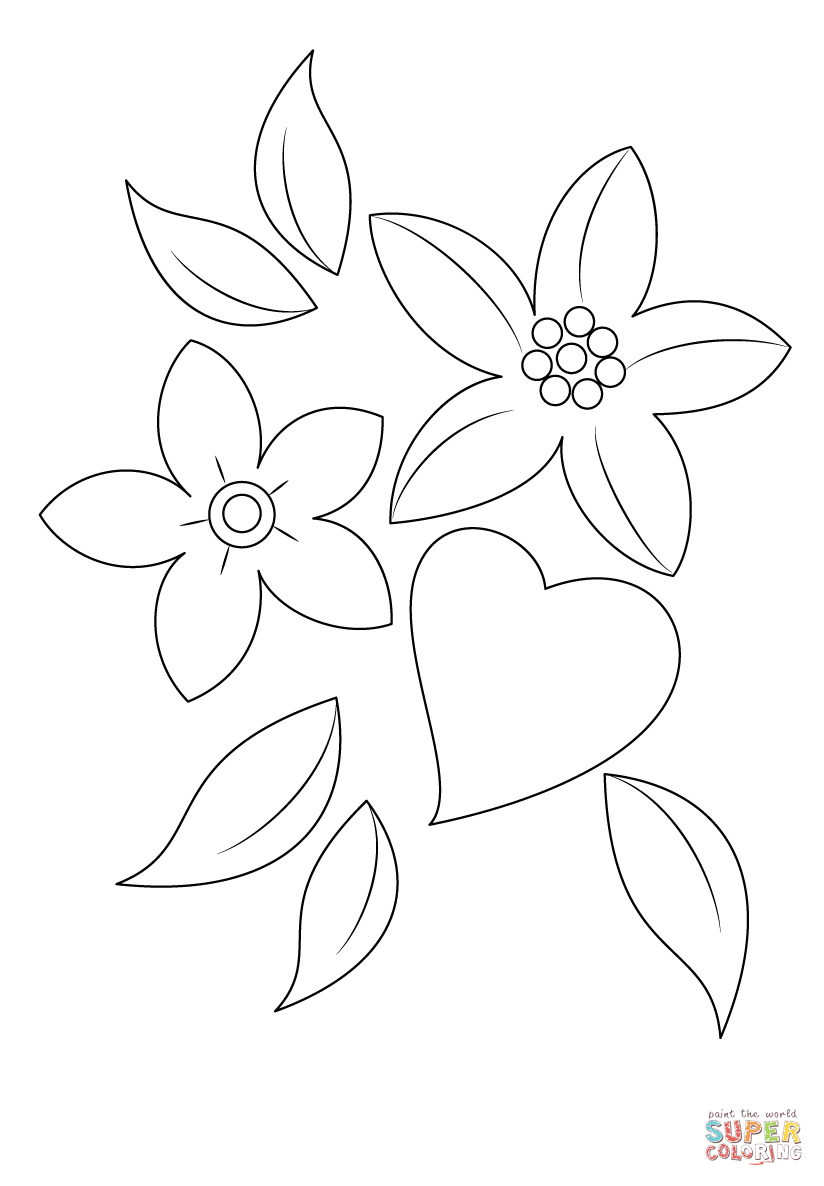 824x1186 Heart And Flowers Coloring Page Free Printable Coloring Pages