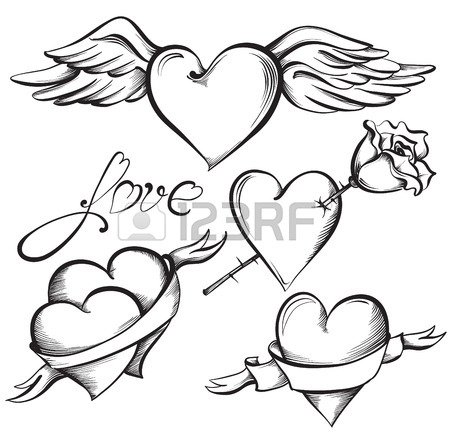 450x442 Valentine Heart. Hand Drawn Sketch Style, Vector Illustration