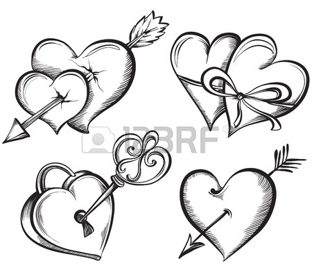 450x402 Valentine Heart. Key Lock In The Shape Of A Heart. Hand Drawn