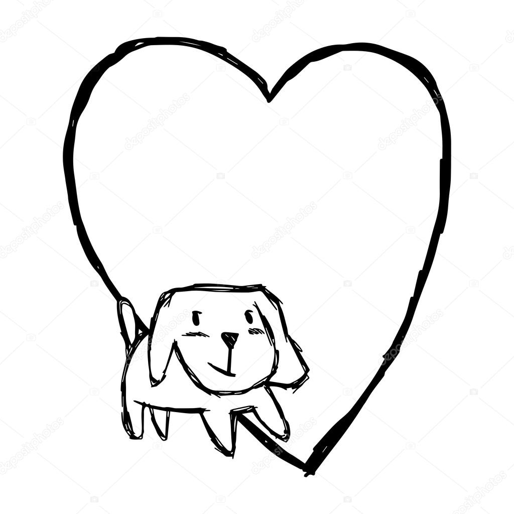 1024x1024 Illustration Vector Hand Draw Doodles Of Cute Dog Smiling