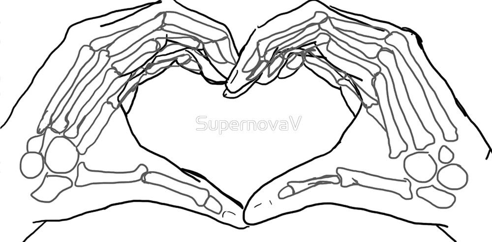 1000x493 Skeleton Heart Hands By Supernovav Redbubble