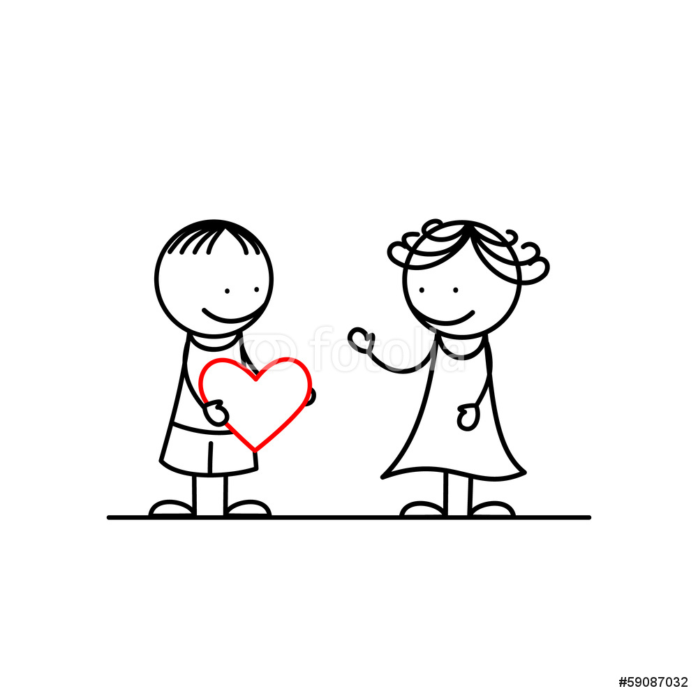 1000x1000 Happy Girl And Boy Heart In Hand Wall Sticker Wall Stickers