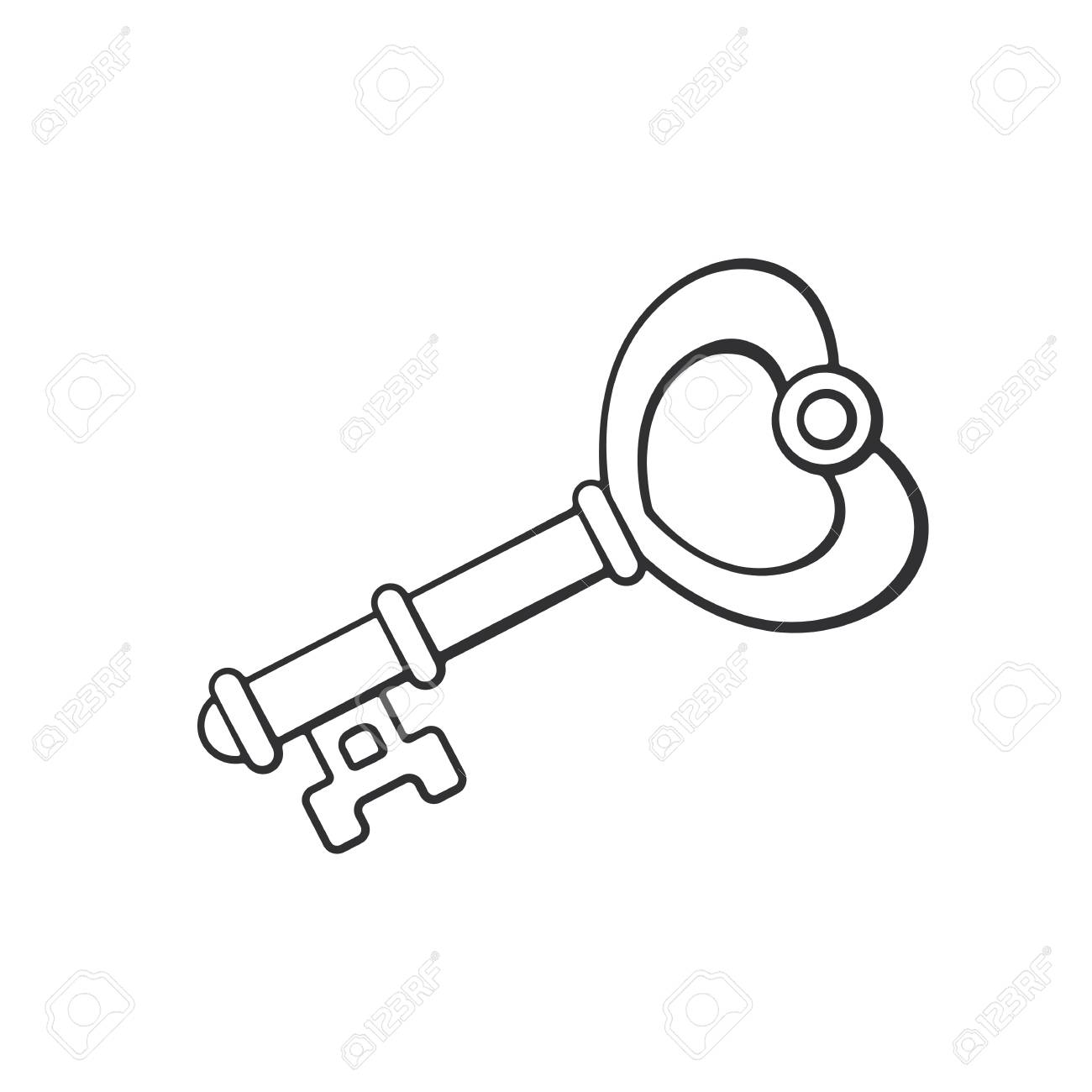 1300x1300 Vector Illustration. Hand Drawn Doodle Of Key In Heart Shape