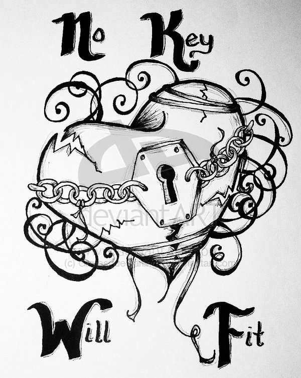 600x753 Drawn Broken Heart Skeleton Key