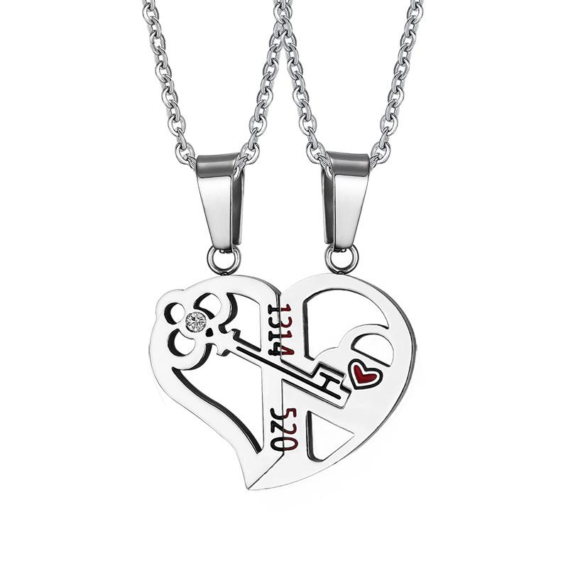 800x800 Heart And Key Couple Necklace Ashley Stones