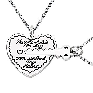 300x300 2pcs Heart Lock Key Lovers Couple Necklaces