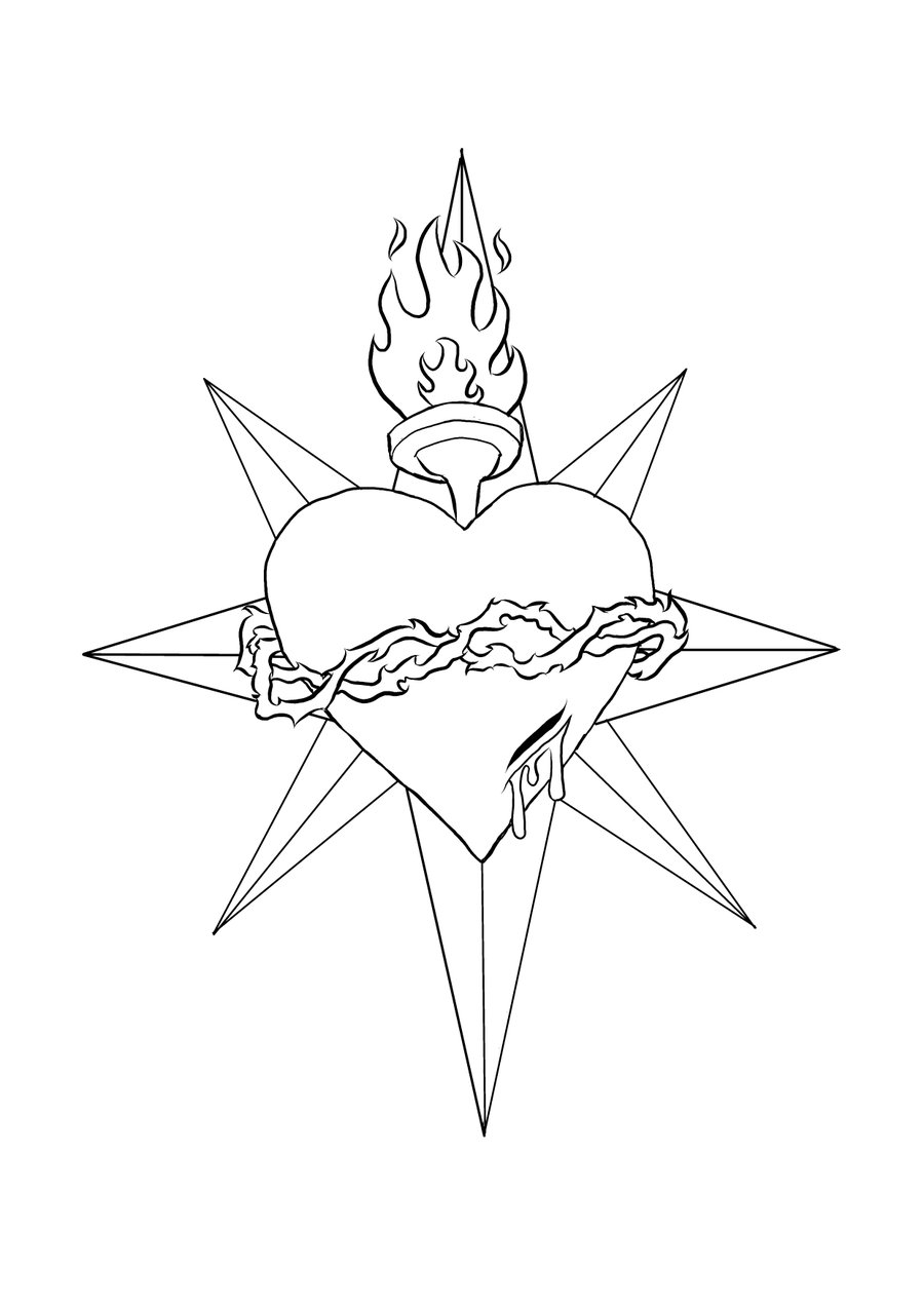 900x1273 Sacred Heart Ink By Vpizarro626