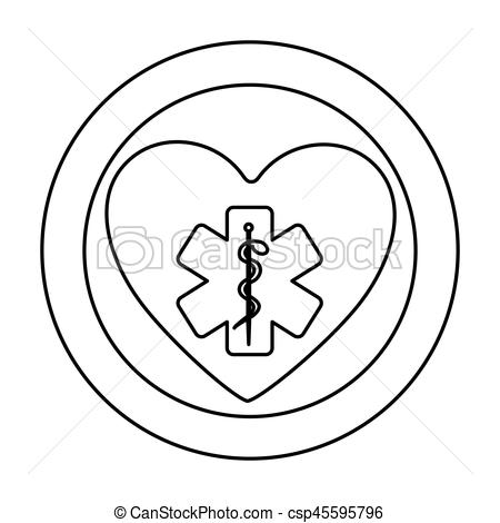 450x470 Monochrome Silhouette Of Heart Inside Of Double Circle With Eps