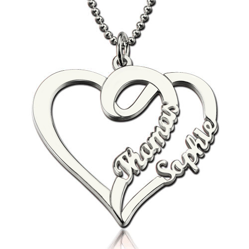 500x500 Double Name Heart Necklace For Couples Valentine's Day Gift