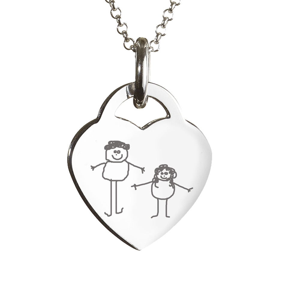 960x960 Engraved Childrens Drawing Heart Necklace Hand On Heart
