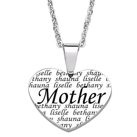 466x466 Everscribe Mother Engraved Family Names Heart Necklace