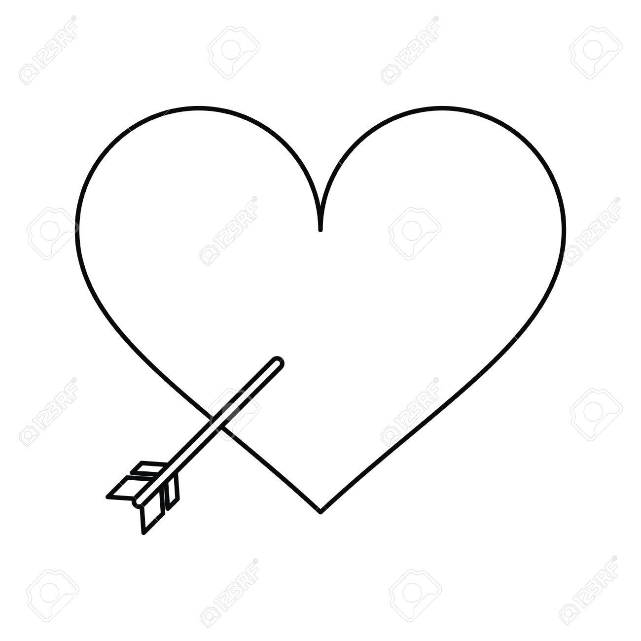 1300x1300 Heart With Arrow Love Symbol Outline Vector Illustration Eps