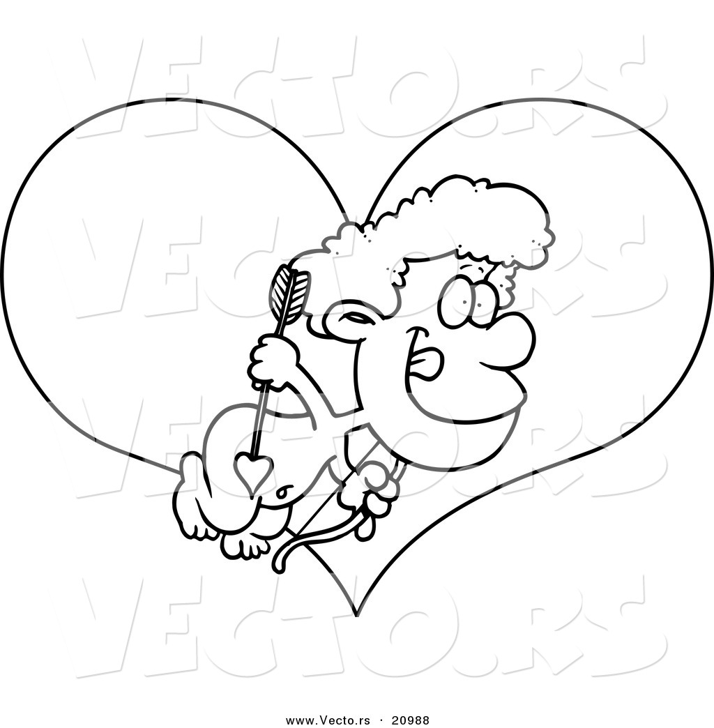 1024x1044 Vector Of A Cartoon Cupid Boy Over A Heart