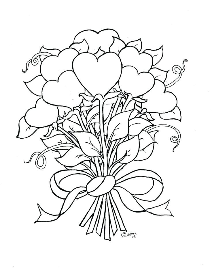 736x966 Heart And Roses Coloring Pages Rose Coloring Pages Printable