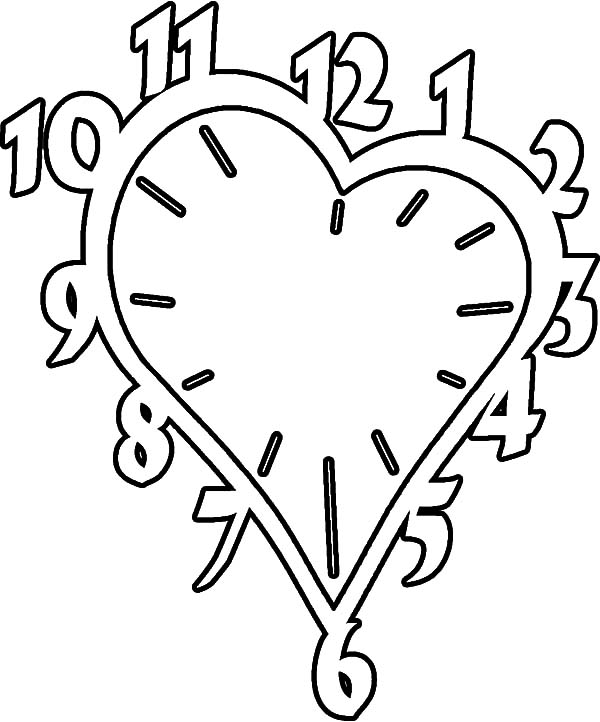 600x722 Valentines Heart Shaped Clock Coloring Pages Best Place To Color