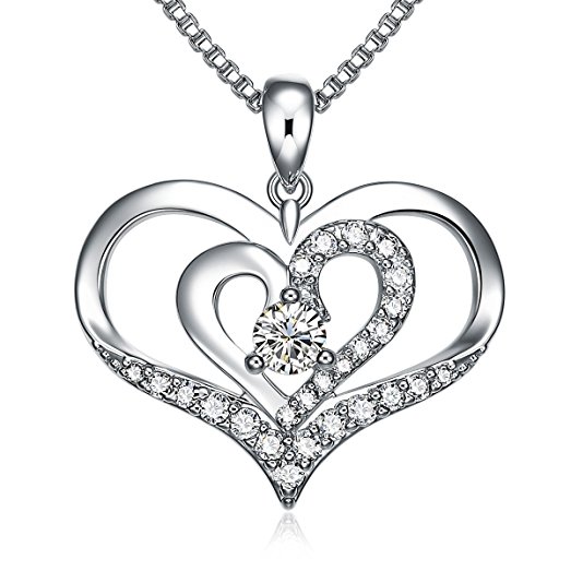 523x523 Liloing Forver Love Heart Pendant Necklace, Double